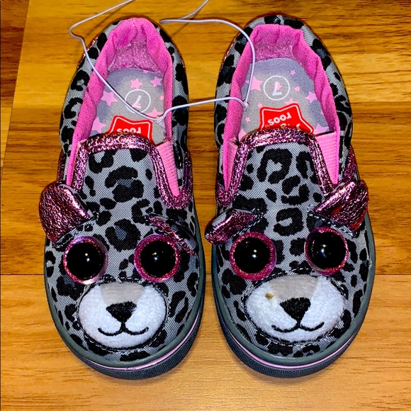 Jump a Roos Leopard Face Googley Eye Baby Shoes - Picture 1 of 4